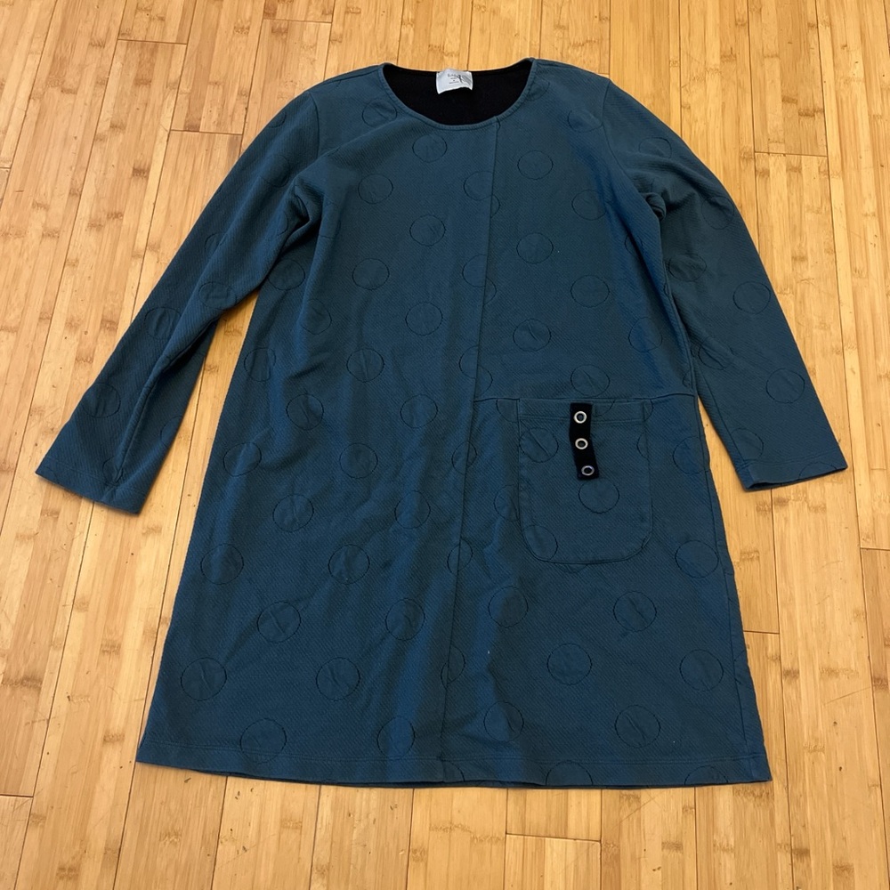 Chalet Blue Knit Dress with Long Sleeves